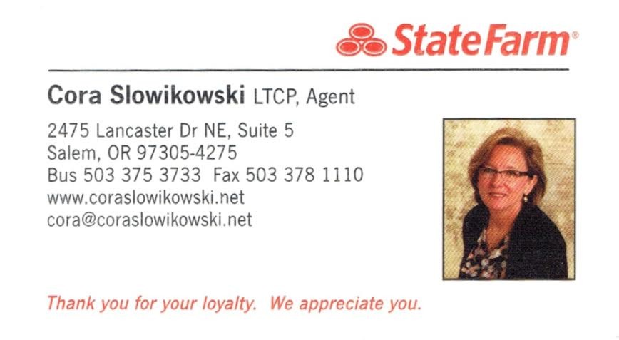 State Farm Ins. - Cora Slowikowski - Fuel Injected Level Sponsor